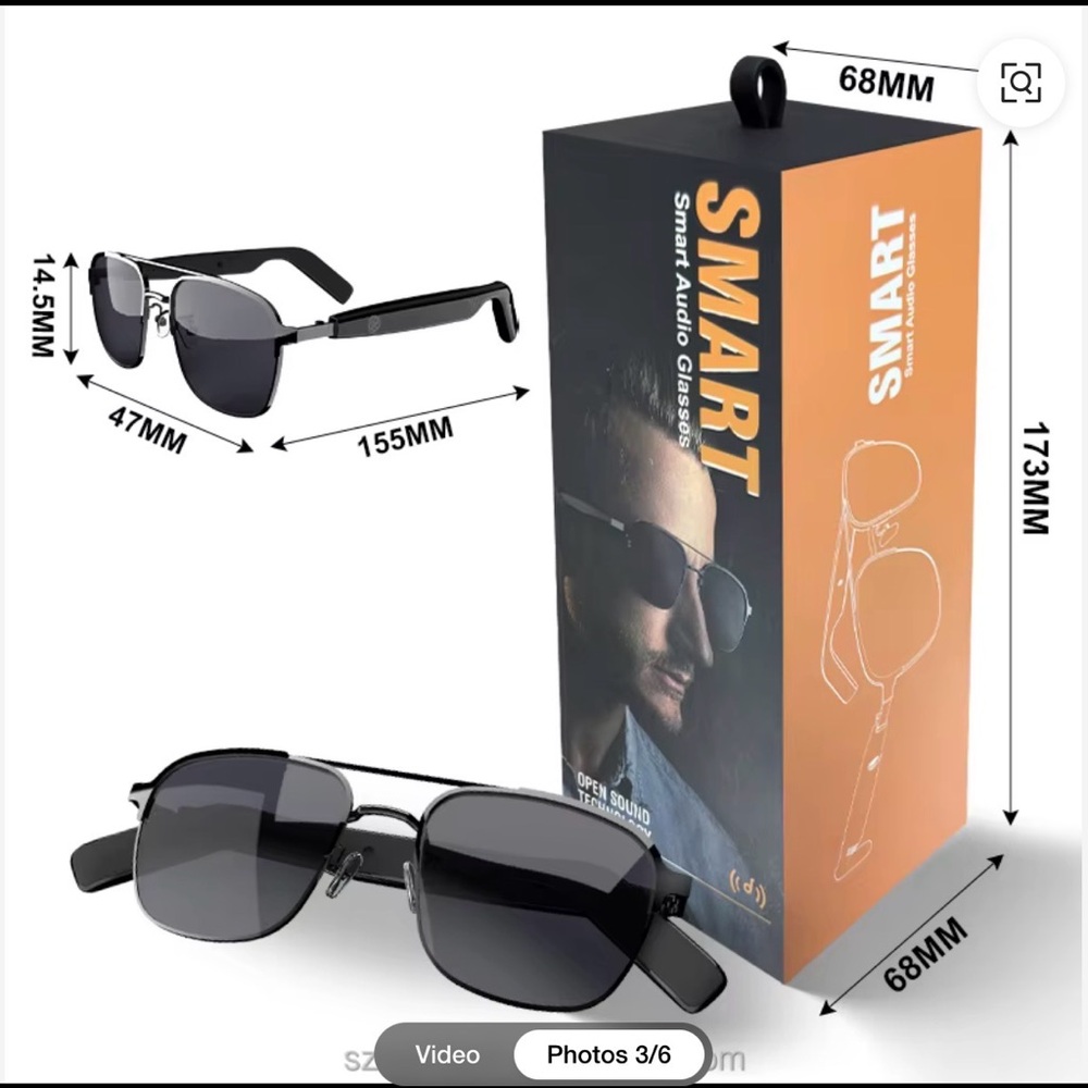 Bluetooth Smart Audio Sunglasses | Open Ear Music Glasses |Hands-Free| USB-C NWT
